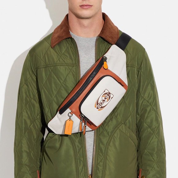 COACH CE552 Leather Track Belt Bag Quilting & Coach Stamp Chalk/Sunset Multi - Picture 6 of 10